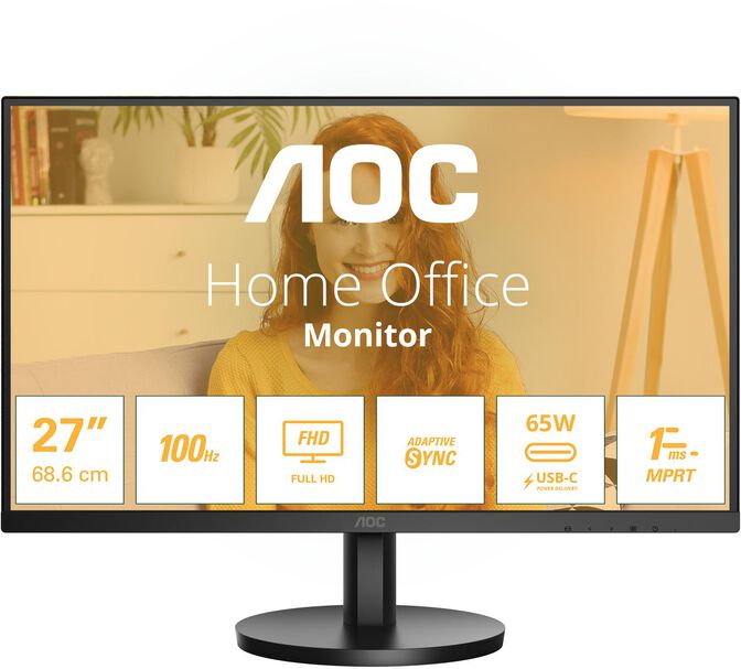 Monitor AOC 27" 27B3CA2 IPS FHD 100Hz 1ms USB-C (65W) altavoces integrados image number 0