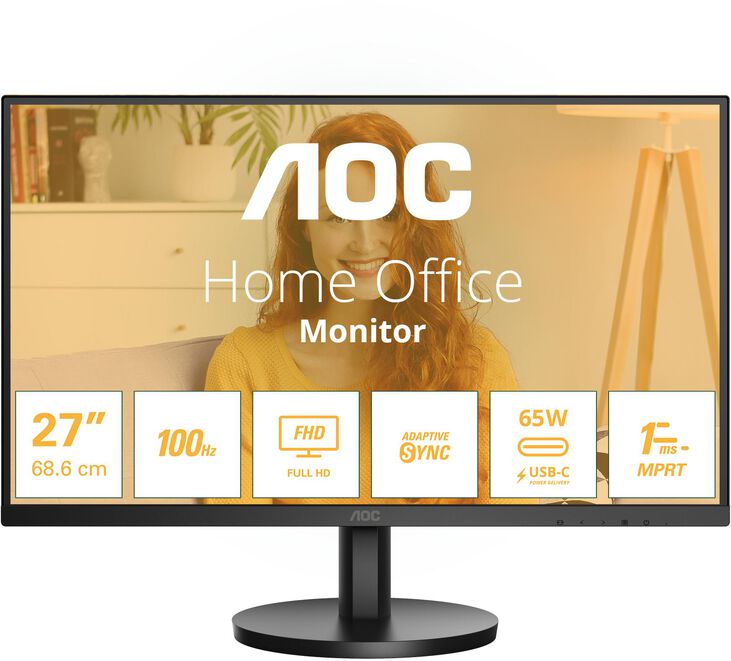 Monitor AOC 27" 27B3CA2 IPS FHD 100Hz 1ms USB-C (65W) altavoces integrados image number 0