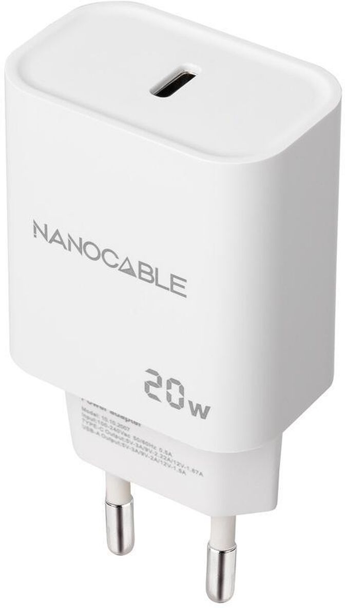 Cargador Nanocable USB-C PD 20W Blanco image number 0