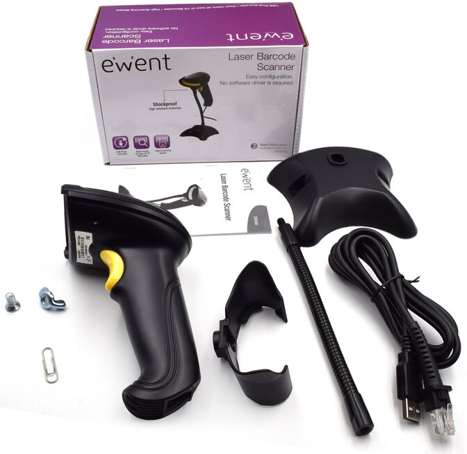 Lector C&oacute;digo Barras Ewent EW3400 USB Laser 1D c/ base image number 6