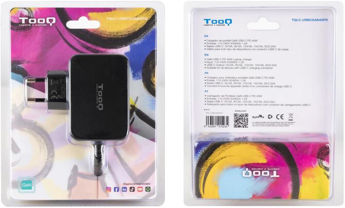 Cargador de Port&aacute;til GaN Tooq USB-C PD 45W image number 3