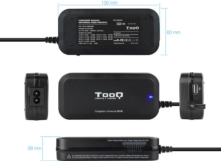 Cargador de Portátil Tooq 90W 1x USB Manual image number 3