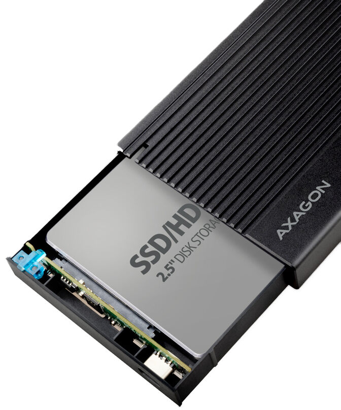 Caja Externo AXAGON EE25-GTR USB-C 3.2 Gen 2 - SATA 6G, 2.5" Externol RIBBED box BLACK image number 3