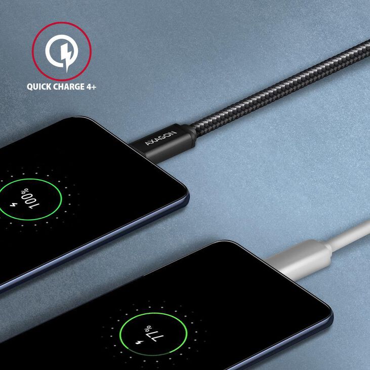 Cable de cargamento AXAGON BUCM3-CM30AB cable USB-C  <-> USB-C 3.2 Gen 1, 3m, PD 60W, 3A, ALU, braid, Negro image number 4