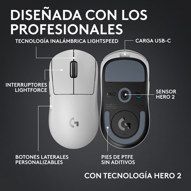 Rat&oacute;n Logitech G PRO X Superlight 2C 44000DPI Lightspeed Wireless Blanco image number 12