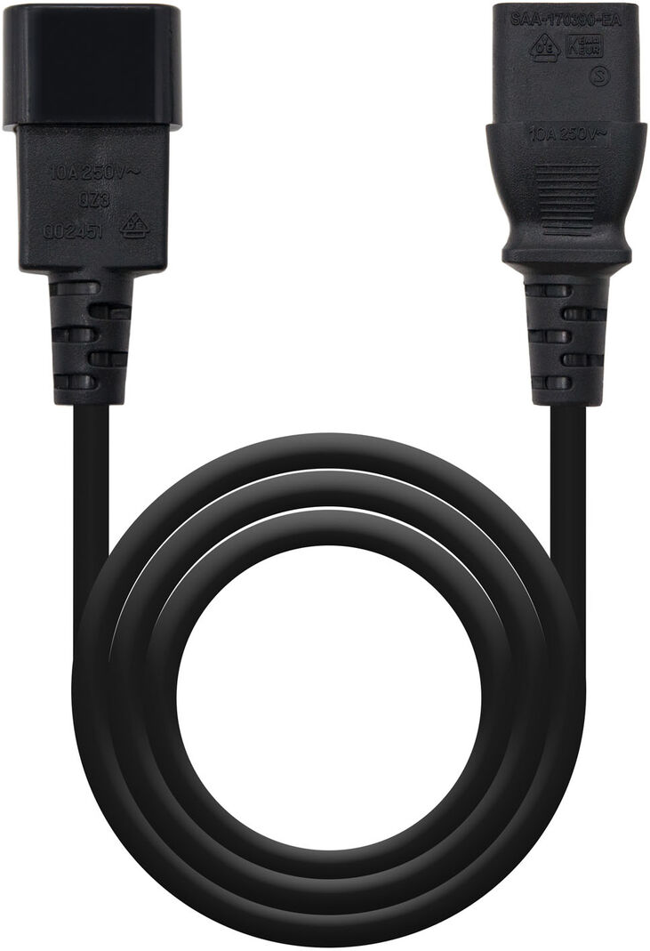 Cable de Alimentación Nanocable C13/F-C14/M 3M Negro image number 0