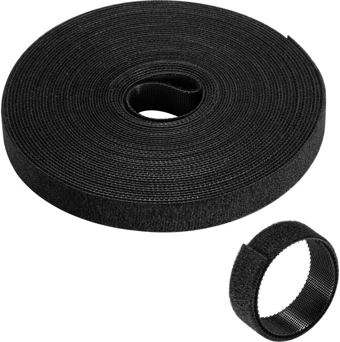 Tira de Velcro Organizadora de Cables Ewent EW1563 Hook & Loop Reutiliz&aacute;veis 15mm 10 metros Preta image number 0