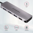 HUB USB-C AXAGON HMC-HCR3A 3x USB-A + HDMI + SD/microSD, USB-C 3.2 Gen image number null