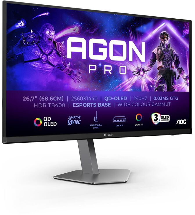 Monitor AOC AGON PRO 26.7" AG276QZD2 QD-OLED QHD 240Hz 0.3ms Adaptive Sync HDR True Black 400 image number 0