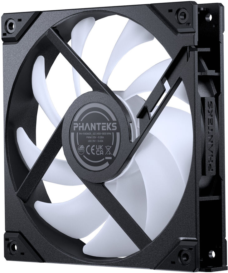 Ventilador Phanteks M25 Gen2 140mm PWM Reversed Airflow D-RGB Negro (Pack 3) image number 2