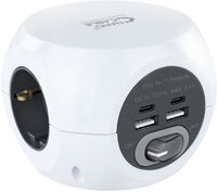 Base de 3 Tomas com 4 USB's (2 USB A / 2 USB-C) c/ interruptor