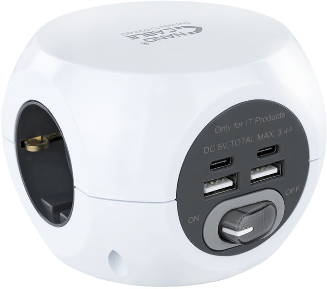 Base de 3 Tomas com 4 USB's (2 USB A / 2 USB-C) c/ interruptor image number 0