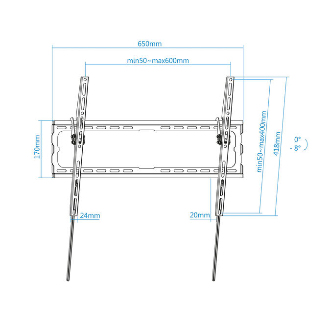 Soporte de Pared Tooq Tilt 37" a 80" Max. 45Kg Negro image number 5