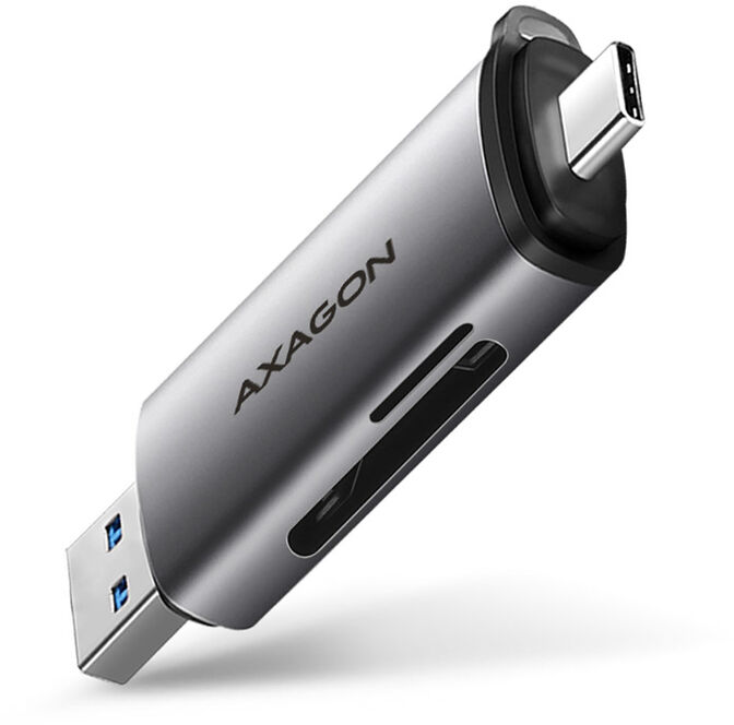 Lector de tarjetas AXAGON CRE-SAC External USB 3.2 Gen1 Type-C+Type-A 2-slot SD/microSD image number 0