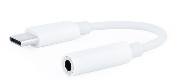 Cable Conversor de Audio NanoCable USB-C/M - Jack 3.5/F 11 CM Blanco image number 1