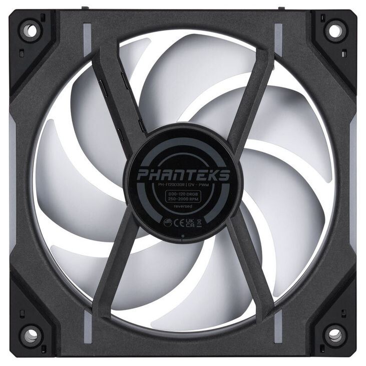 Ventilador Phanteks D30 PWM reverse Airflow D-RGB Negro - 120mm image number 3