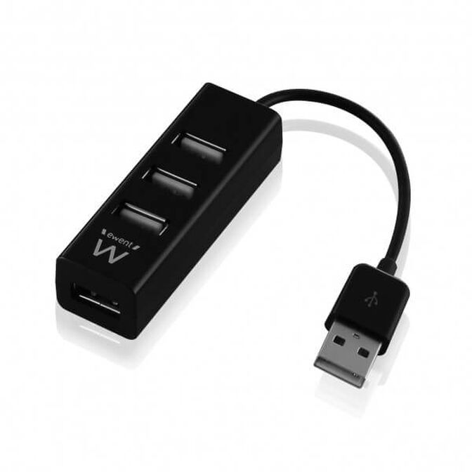 Mini HUB USB Ewent 2.0 de 4 Portas Negro image number 0