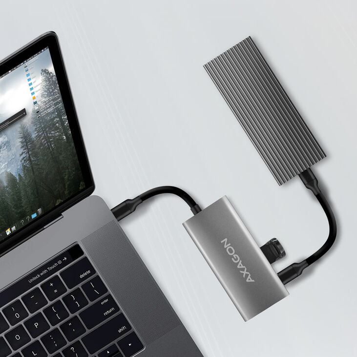 Multiport-Hub AXAGON HMC-4G2, USB 3.1, Gbit-LAN, 2x USB-A, 2x USB-C image number 1