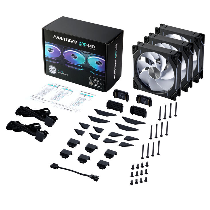 Ventilador Phanteks D30 PWM reverse Airflow D-RGB Negro Pack 3 - 140mm image number 8