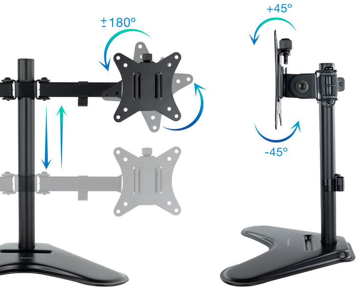 Soporte de Mesa Gaming Tabletop Tooq Doble Tilt e Altura Ajustable 17" a 32" Max. 9kg Negro image number 1