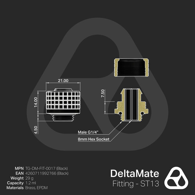 Thermal Grizzly DeltaMate Fitting - ST13 Negro image number 6