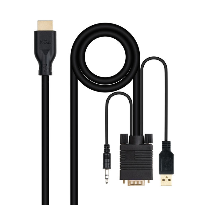 Cable Convertidor Nanocable VGA/M+AUDIO/M+USB-A/M-HDMI/M, 1.8 M image number 0