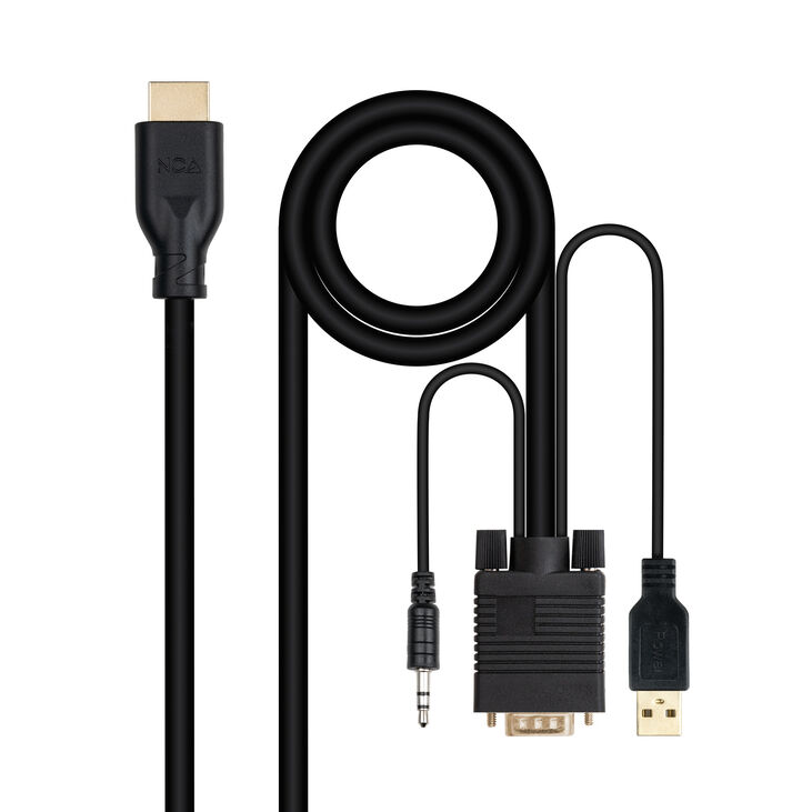 Cable Convertidor Nanocable VGA/M+AUDIO/M+USB-A/M-HDMI/M, 1.8 M image number 0