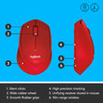Rat&oacute;n Logitech M330 Silent Plus 1000DPI Wireless Rojo image number null