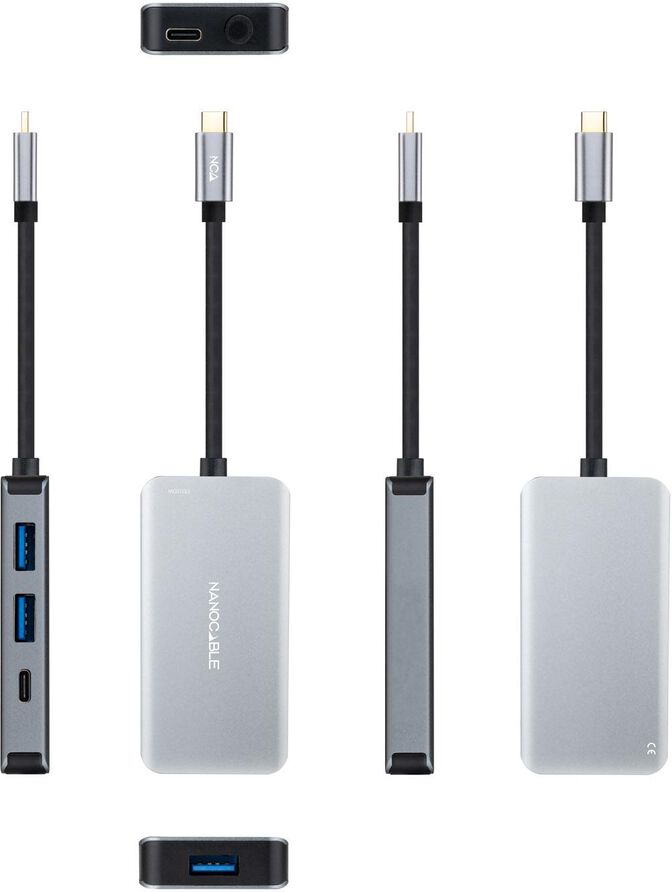 Hub USB-C Nanocable 3x USB-A + USB-C + USB-C PD (100W) 15 CM Aluminio image number 1