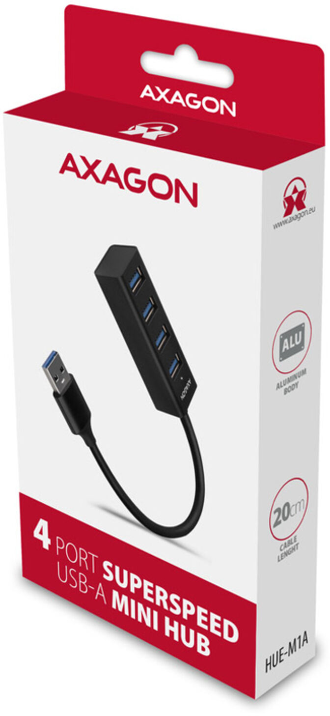 Mini Hub AXAGON HUE-M1A Superspeed USB-A, 4x USB 3.0 - 20cm image number 2