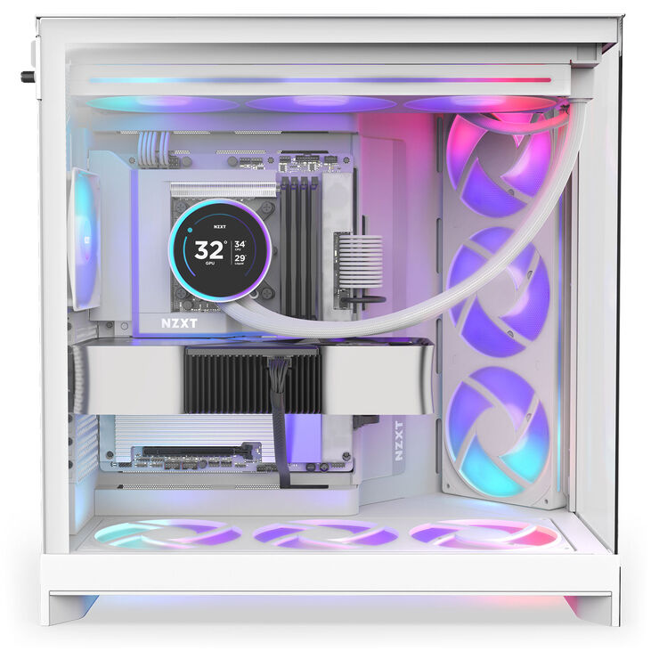 Torre E-ATX NZXT H9 Flow RGB+ Blanca (2025) Cristal Templado image number 7