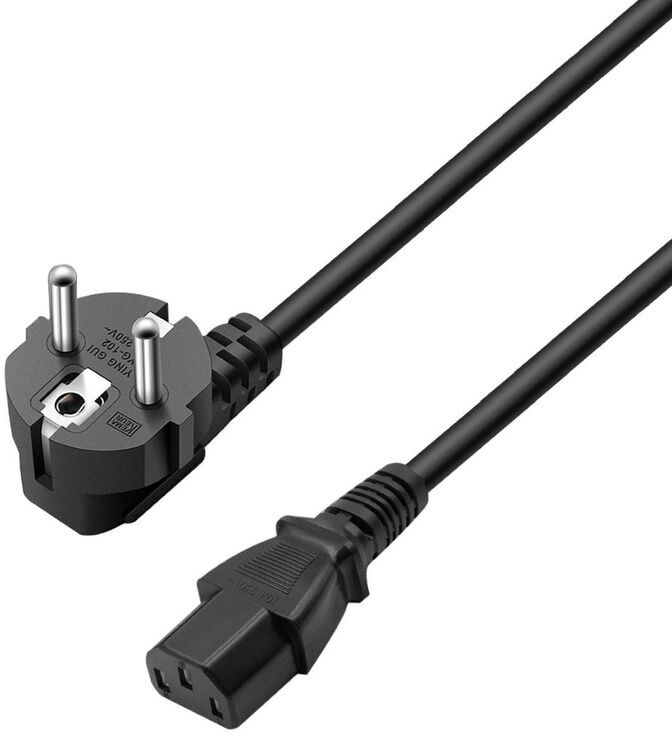 Cable de Alimentacion Ewent EC1901 Shuko Plug > IEC, Angled 90&deg;, 3m Negro image number 1
