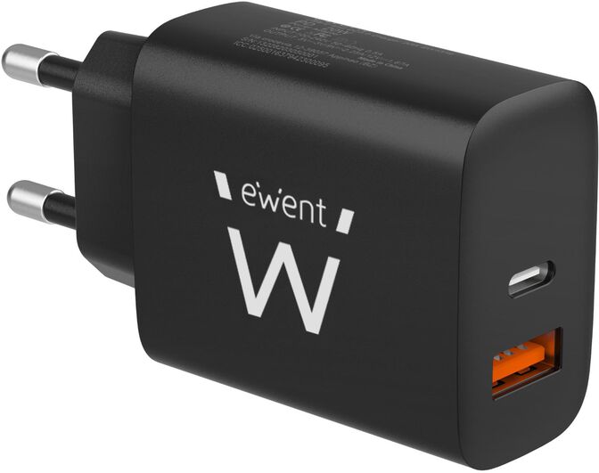 Cargador Ewent EW1319 USB-C/USB-A Fast Charger 20W Negro image number 0