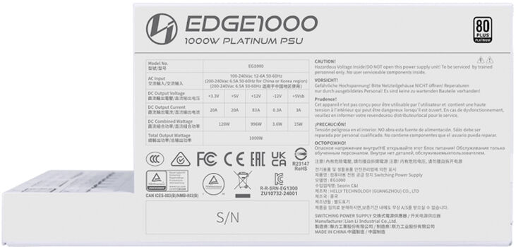Fuente Modular Lian Li Edge 1000W 80+ Platinum Blanca image number 4
