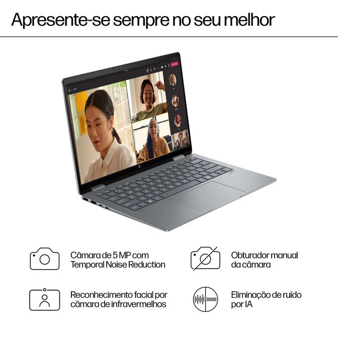 HP Envy x360 2-in-1 Laptop 14-fc0009np Intel Core Ultra 7 155U H&iacute;brido (2-en-1) 35,6 cm (14") Pantalla t&aacute;ctil 2K 16 GB LPDDR5-SDRAM Wi-Fi 7 (802.11be) Windows 11 Home AI PC Plata image number 7