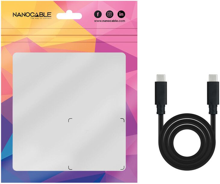 Cable USB 3.2 Gen2x2 Nanocable 20Gbps 5A/100W 4K/60HZ USB-C M/M 2 M Negro image number 3