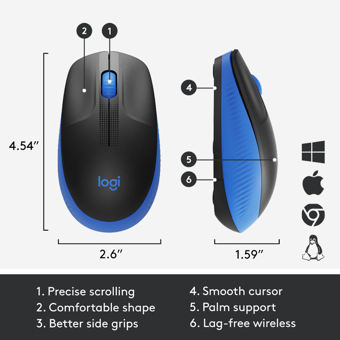 Rat&oacute;n Logitech M190 1000DPI Wireless Azul image number 2
