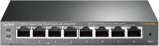 Switch TP-Link TL-SG108PE 8 Portas Gigabit Easy Smart c/ 4 Portas PoE+ image number 0