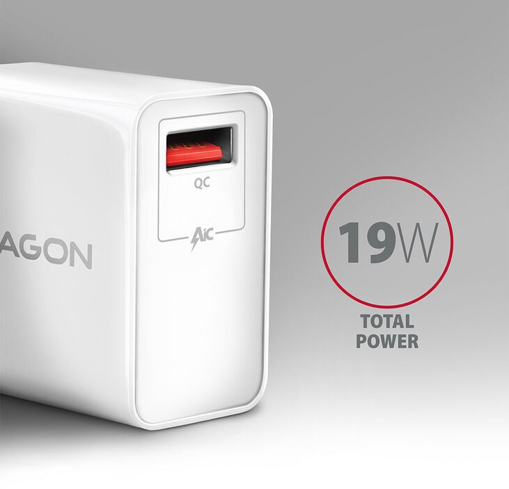 Cargador de pared AXAGON ACU-QC19W 1x QC3.0/AFC/FCP/SMART 19W Blanco image number 1
