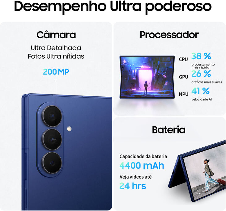 Smartphone Samsung Galaxy Z Fold 7 5G 8.0" (12 / 512GB) 120Hz Azul Oscuro image number 3