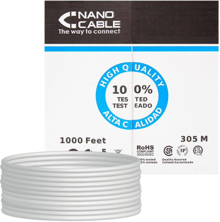 Bobina de Red NanoCable RJ45 UTP CAT.6 AWG24 CU 305 M Gris image number 0