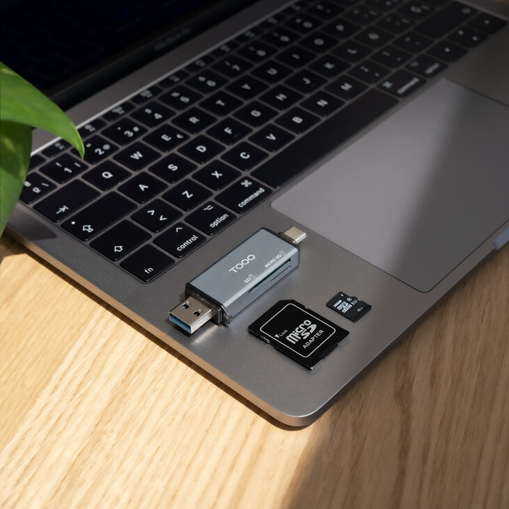 Lector de Tarjetas Tooq USB3.0 (USB-C+USB-A), SD/TF, Gris image number 3