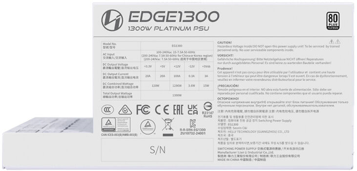 Fuente Modular Lian Li Edge 1300W 80+ Platinum Blanca image number 4