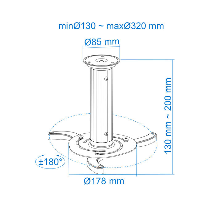 Soporte de Techo Tooq para Proyectores Max.10kg Negro image number 11