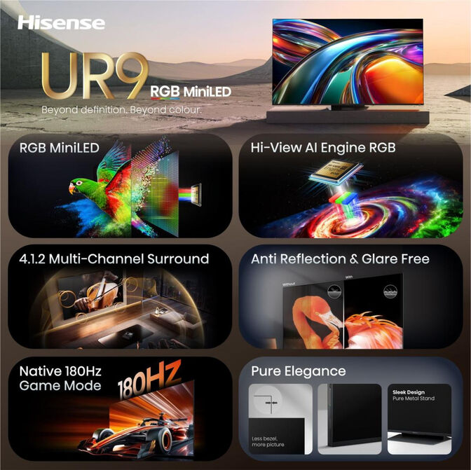 Televisor Hisense 85UR9S 85" RGB Mini LED UltraHD 4K VIDAA image number 2