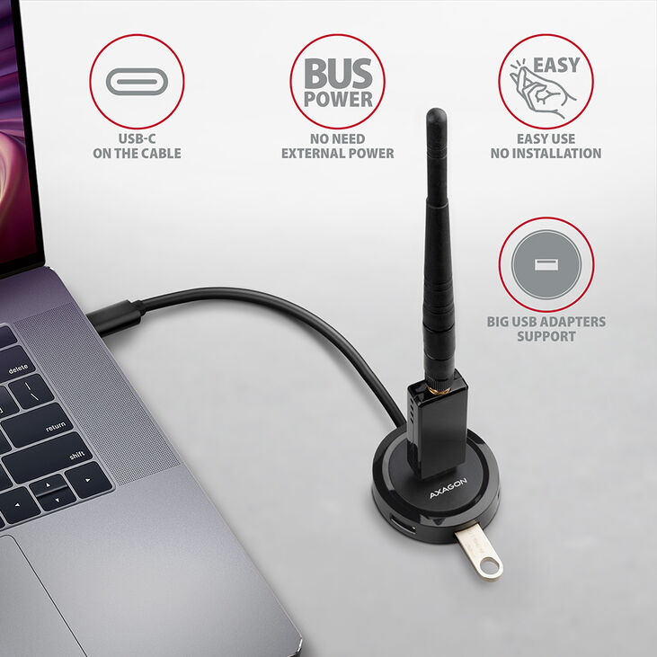 HUB USB-C AXAGON HUE-P1C 4x USB 3.2 Gen 1 ROUND, micro USB power IN image number 2