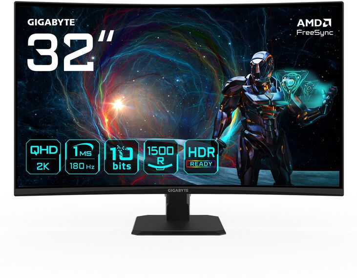 Monitor Gigabyte 32" GS32QCA VA QHD Curvo 180Hz 1ms FreeSync image number 0