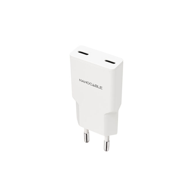 Cargador Nanocable 2xUSB-C/PD 30W, Blanco image number 0