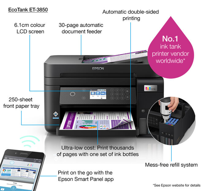 Multifuncional Epson EcoTank ET-3850 Wi-Fi image number 20