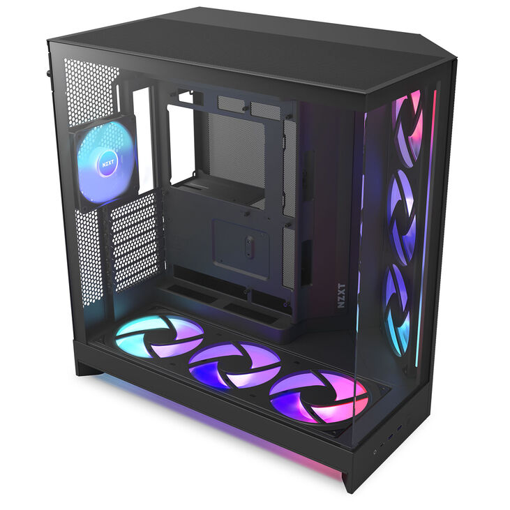 Torre E-ATX NZXT H9 Flow RGB+ Negra (2025) Cristal Templado image number 3